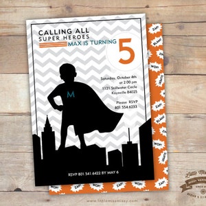 Super Hero, Super Boy, Birthday Digital 5x7 Invite, Baby Shower, Printable by Missy VanWagoner image 3