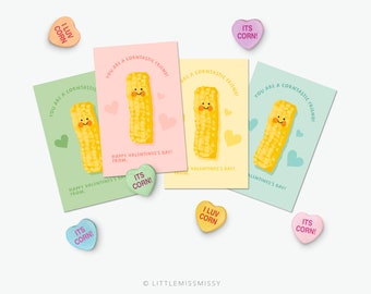 Corn Valentines Day Card for Kids It's Corn, Corn Lover Card, School, Class Printable Instant Download