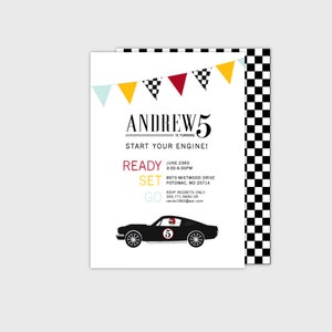Customized Vintage Mustang, Race Car, Birthday, Baby Shower Invite- 5x7 Digital Printable by Little Miss Missy