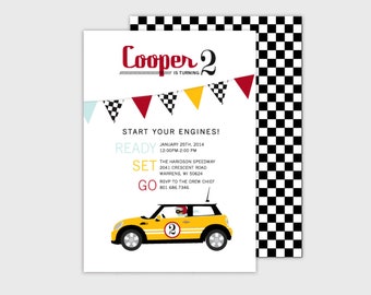 Customized Mini Cooper Car, Invite Birthday, Baby Shower Invite- 5x7 Digital