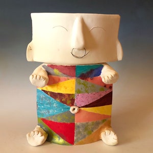 Small ceramic sculpture Little Man “A Different Angle”