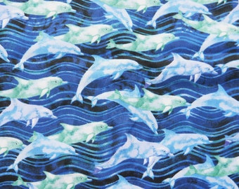 Dolphins - APB - 100% Cotton Fabric - 1 Yard - more for one continuous piece