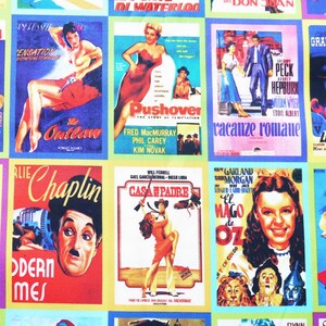 Old Hollywood Movie Posters - 100% Cotton/Twill - 140cm/55" Wide - 1 Yard - more for one cut