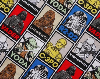 Vader Trooper Chewbacca Yoda R2D2 C3P0 - Star Wars Characters Frames - 100% Cotton - 1 Yard - more for one continuous piece