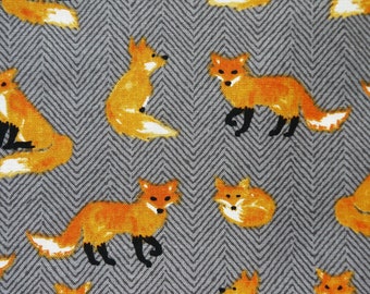 Red Fox with Gray Zigzag Twill Pattern - Joann - 100% Cotton Fabric - 1 yard - more for one continuous piece
