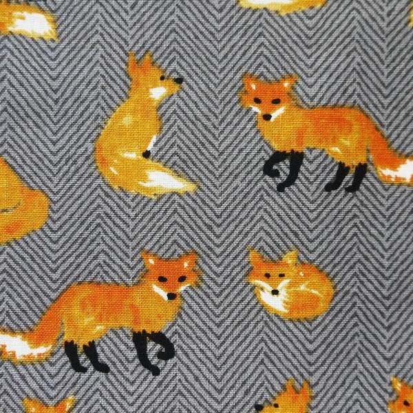 Red Fox with Gray Zigzag Twill Pattern - Joann - 100% Cotton Fabric - 1 yard - more for one continuous piece