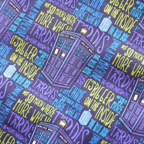 Bigger on the Inside - Doctor Who - 100% Cotton - Remnant - 39"x 39"/100cm x 100cm