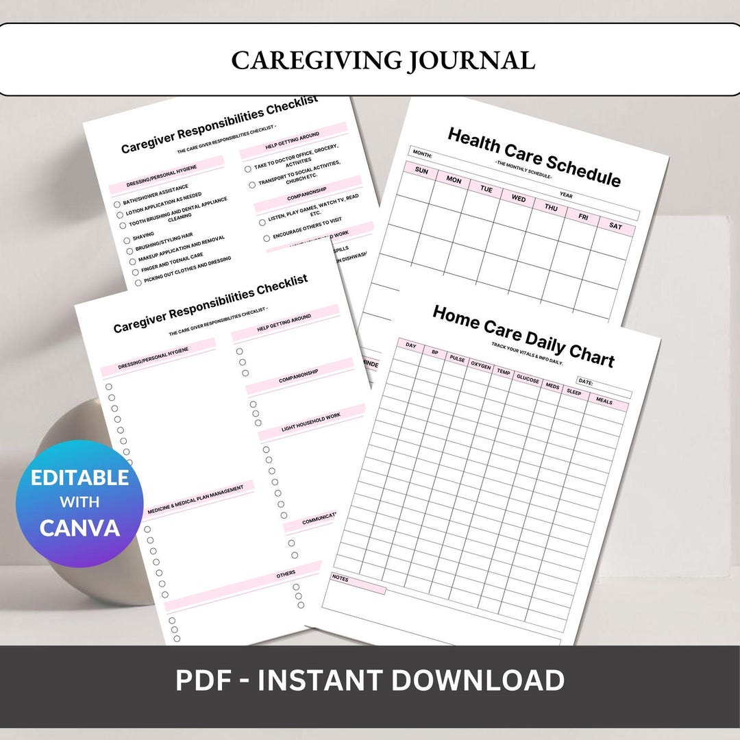 Caregiver Notebook.pdf Caregiving Journal Printable, Caregiver Log Book, Medical and Daily ...