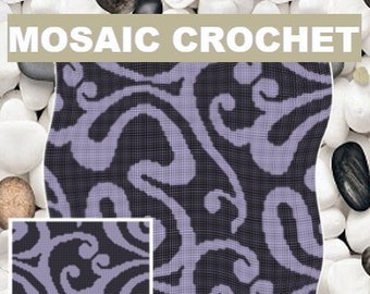 Written Instructions and Grid Chart Mosaic Crochet Pattern Waves Motif Graph Pattern PDF Digital File