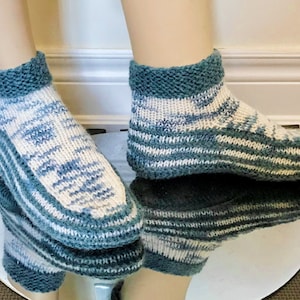 MUSTER: 3 Größen Herren Gestrickte Basic Hausschuhe-Stiefel