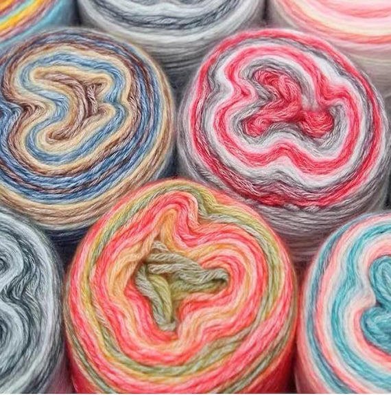 Self-Striping Cotton Cake Mill Ends Yarn Pack