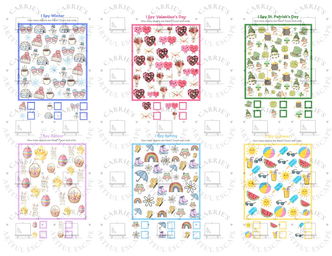I Spy Printable Activity Sheet Bundle for Kids - Etsy