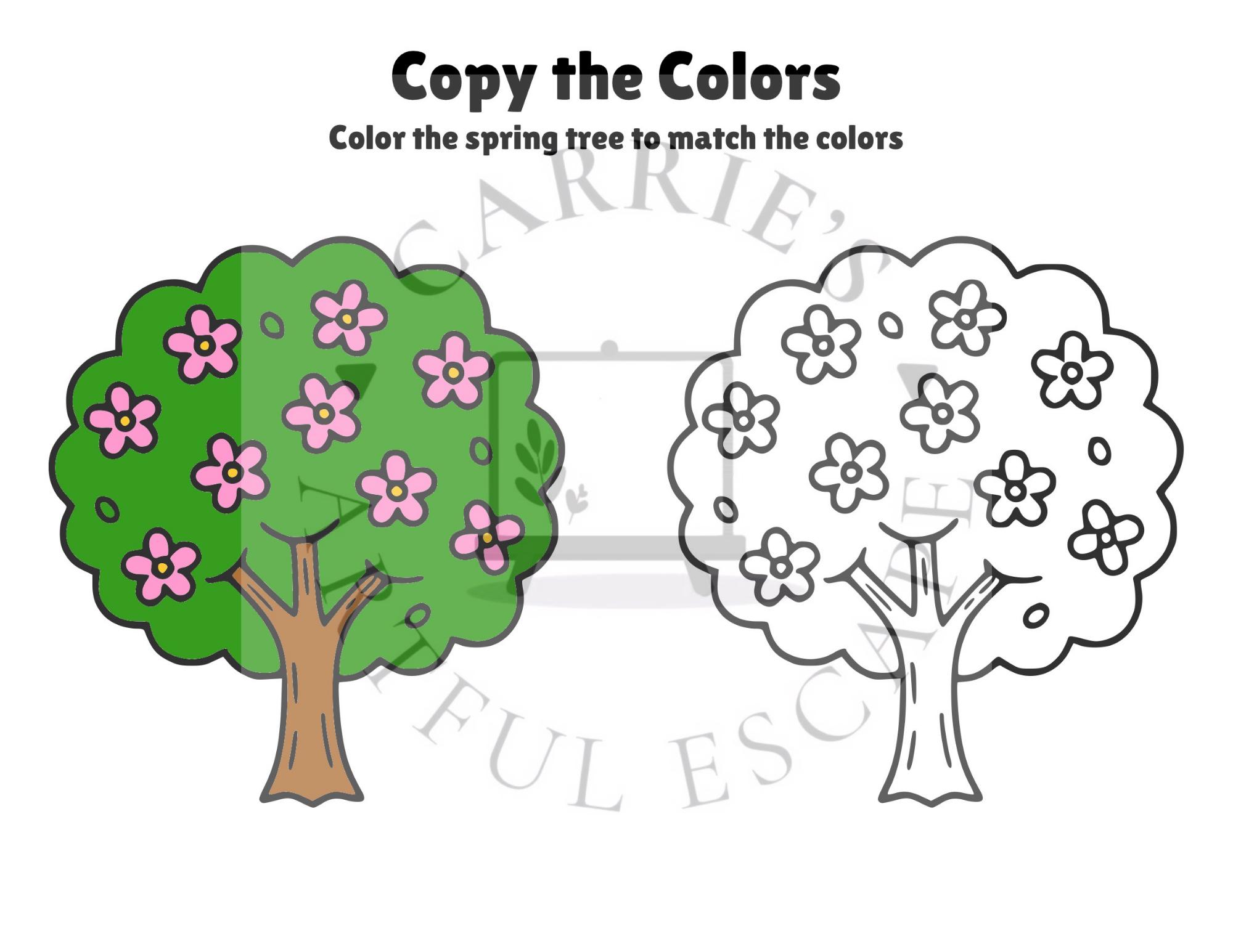 Spring Copy Spring Copy the Colors Printable | Preschool Color Matching Activity ...