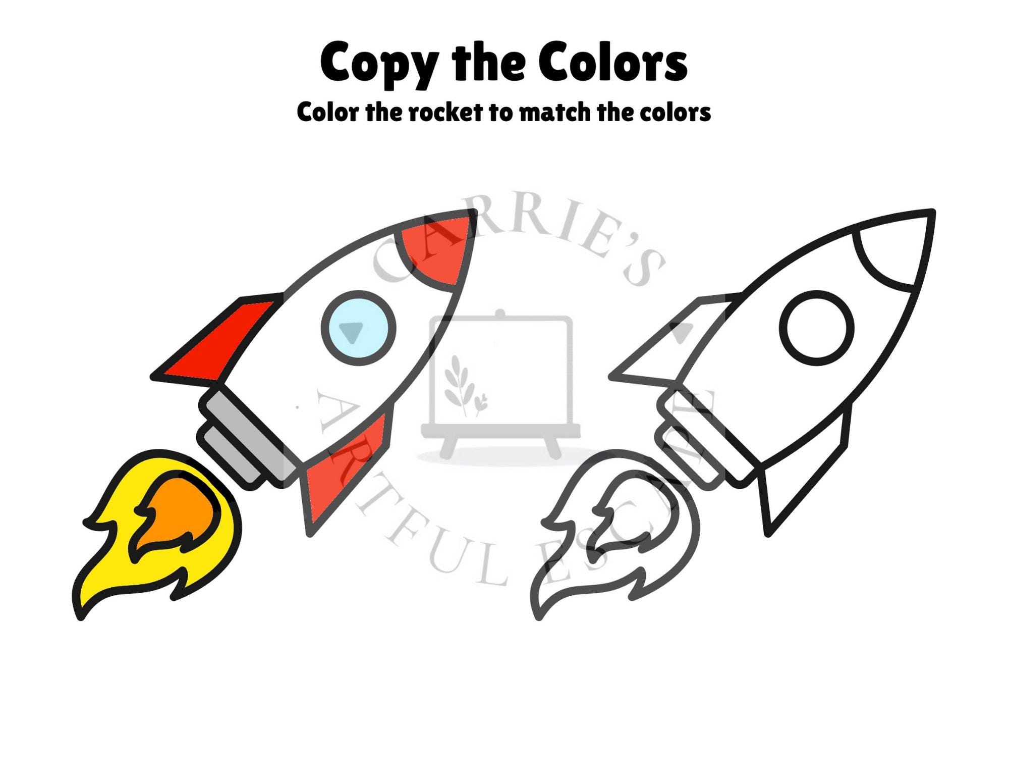 Space Copy the Colors Printable | Preschool Color Matching Activity (10 ...