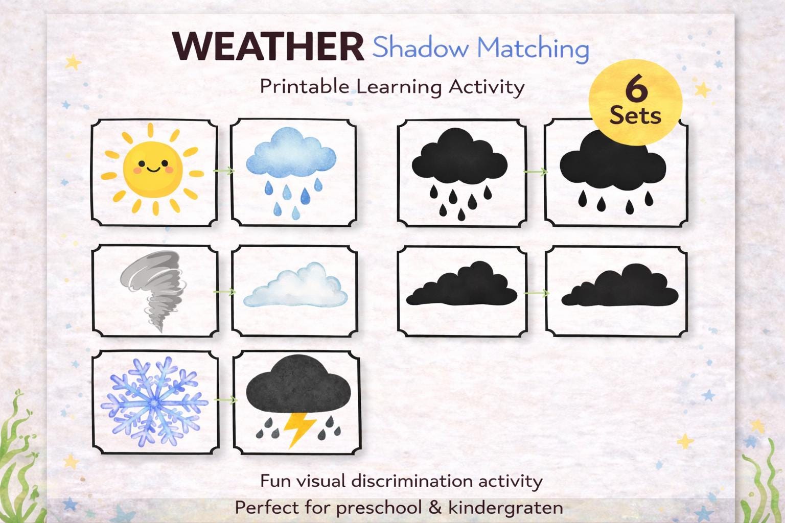 Weather Shadow Mathcing Game Weather Shadow Matching Cards, Montessori, Fine Motor, Visual ...