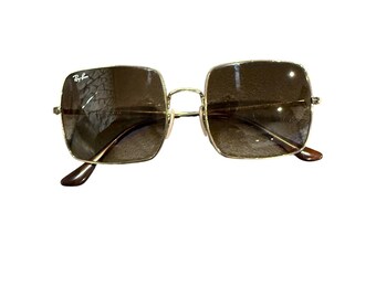 Ray Ban RB 1971 Square Gold Frame Brown Lens Sunglasses 54019 Made in Italy