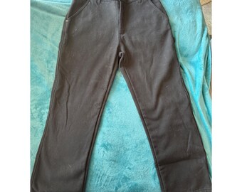 Stanley Mens Black Fleece Lined Canvas Carpenter Work Pants 34x32 Hammer Loop