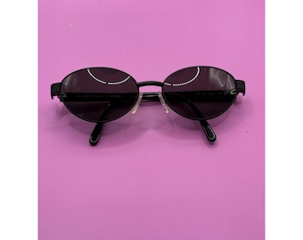 Vintage Fendi FS 191 Onyx Black Oval Sunglasses Made in Italy Designer Frames