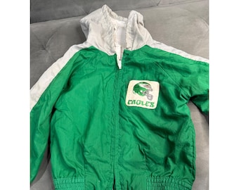 Rare Vintage NFL Philadelphia Eagles Toddler Windbreaker Kelly Green White 2t