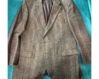 Chaqueta deportiva Burberrys Vintage de lana con estampado de espiga para hombre, color marrón, de tejido escocés.