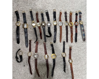 Lote a granel de 18 correas de reloj vintage, estuches vacíos, suministros para la fabricación y reparación de joyas y manualidades.