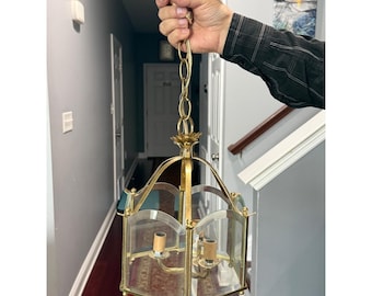 Vintage progress Lighting Brass Glass Lantern Pendant Light Fixture