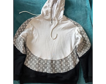 Louis Vuitton Monogram Circle cut Hoodie White Grey Black XL Made in Italy