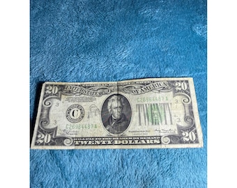 Billete de 20 dólares de 1934, Reserva Federal, Filadelfia, C26964487A, verde.