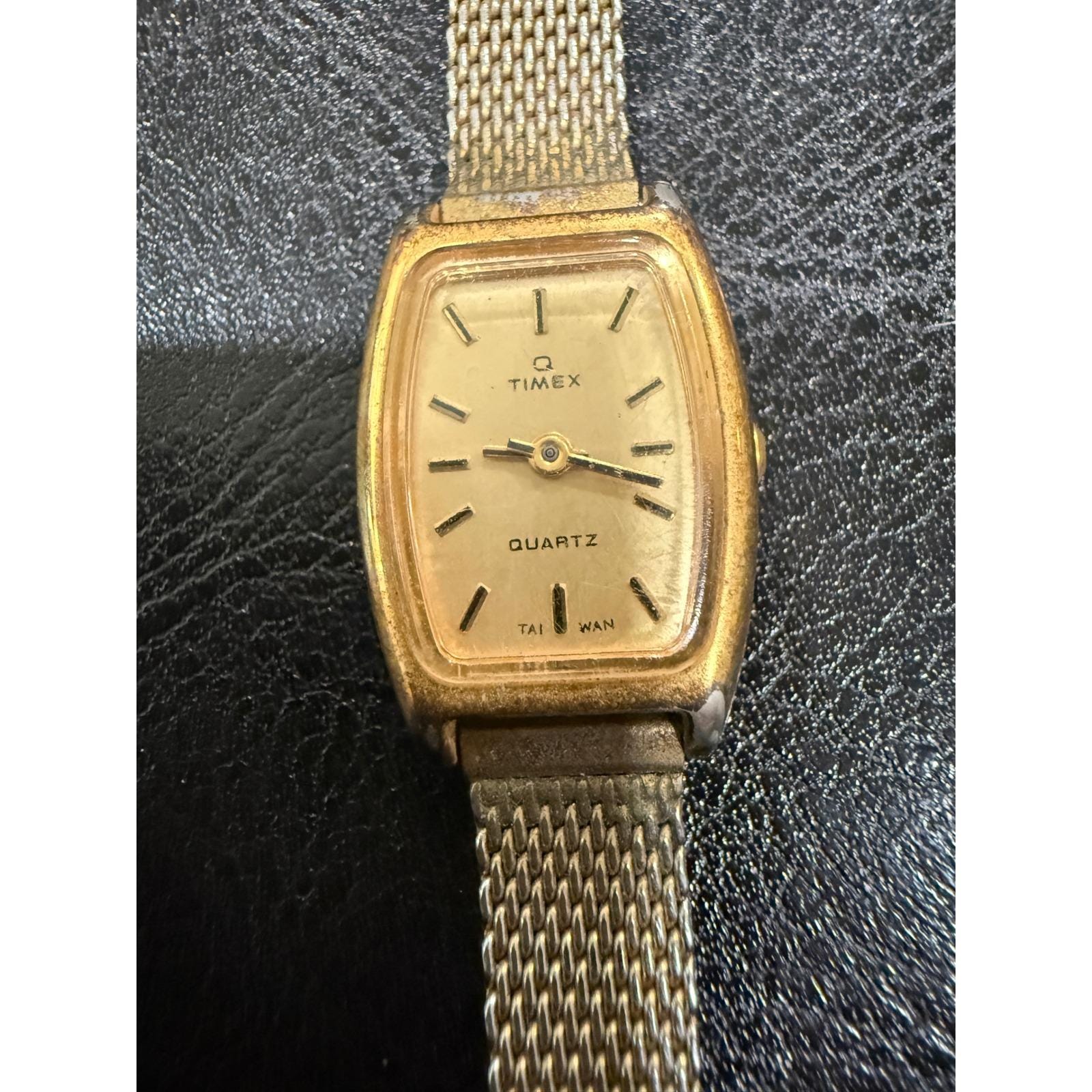 Vintage Timex K Cell Gold Tone Quartz Watch Rectangular Mesh Bracelet Taiwan Timex K Cell - Etsy main image 4