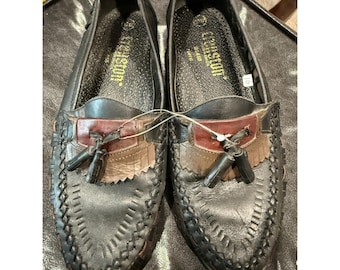 Cranston Mens Leather Woven Kiltie Tassel Loafers Black Brown Brazil 10 180468