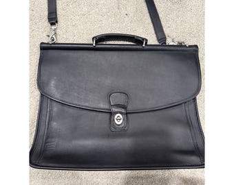Vtg Coach Leather Briefcase Satchel Bag Black Classic Crossbody Messenger 9992