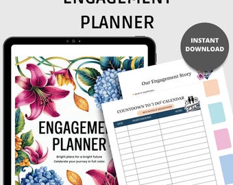 Engagement Planner Printable Wedding Planning Organizer Digital Bride To Be Planner
