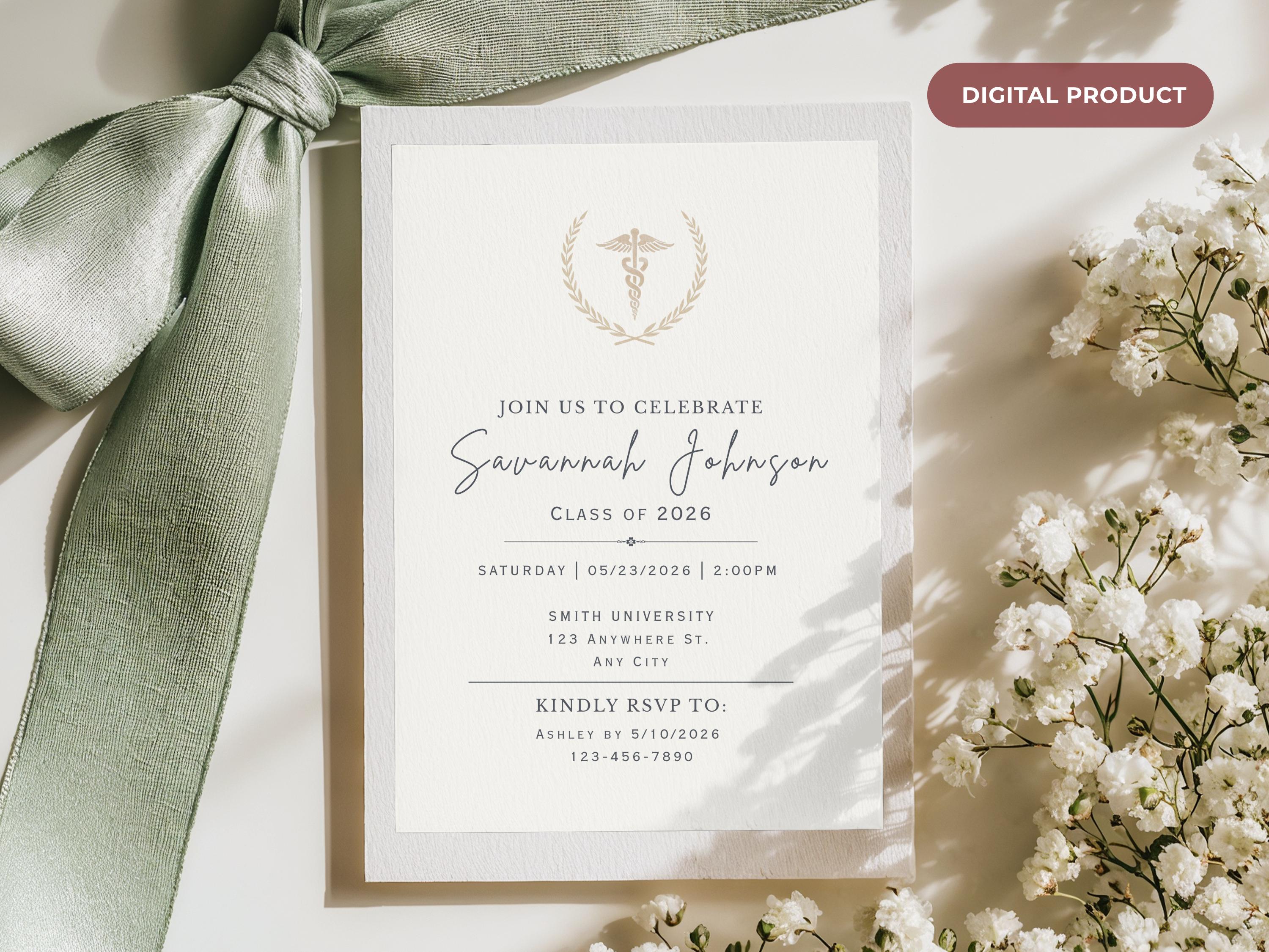Medical School Graduation Invitation Bundle | Canva Template | Advice ...