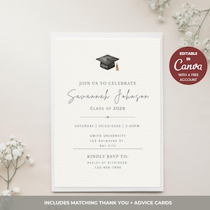 Doctor Graduation Invitation Template, PhD Graduate Invite, Canva Template, Medical Grad Party
