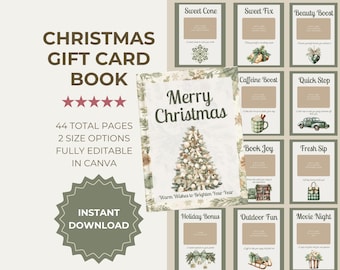 Modèle Canva imprimable et modifiable de livre de cartes-cadeaux de Noël