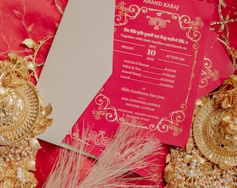 Sikh Wedding Invitation Set — Anand Karaj, Jaggo/Sangeet & Reception | Free Canva