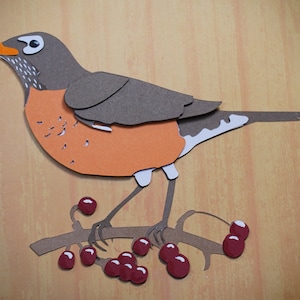 American Robin Bird (Turdus migratorius)svg, dxf, png, jpg file di taglio a strati, Natale, Scrapbook, biglietto di auguri, 3D Papercut (Cricut, Silhouette)