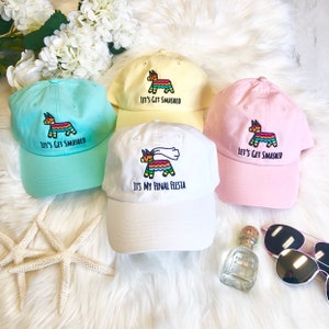 It's My Final Fiesta | Let's Get Smashed - Embroidered Bachelorette Party Dad + Bucket Hats | Bride and Bridesmaid Gifts | Bridal Hat