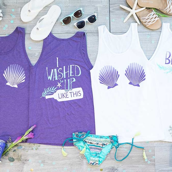 Beach Bachelorette Party Shirts - I Washed Up Like This | Shell Yeah Beaches! | Bride Shirts | Mermaid Bach Shirts | Beach Pool Coverups