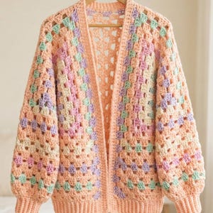 Crochet Pattern Granny Hexagon Cardigan : Size Inclusive XS-5XL Women Sweater PDF