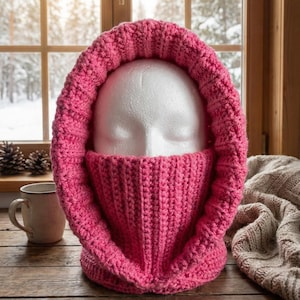 Crochet Balaclava Turtleneck Pattern Cowl Adult & Child Sizes (PDF Download)
