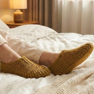 Patrón de pantuflas de punto fácil de tejer: pantuflas de casa, calzado acogedor de invierno