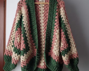 Crochet Hexagon Cardigan Pattern : Easy Granny Square Sweater,  Crochet PDF