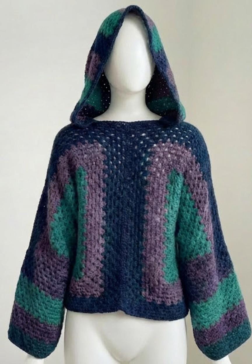 18 Hexagon Sweater Crochet Patterns for Cozy Cardigans, Pullovers, and Boho Layers 18 Hexi Hooded Pullover Crochet Pattern Easy Skill Level