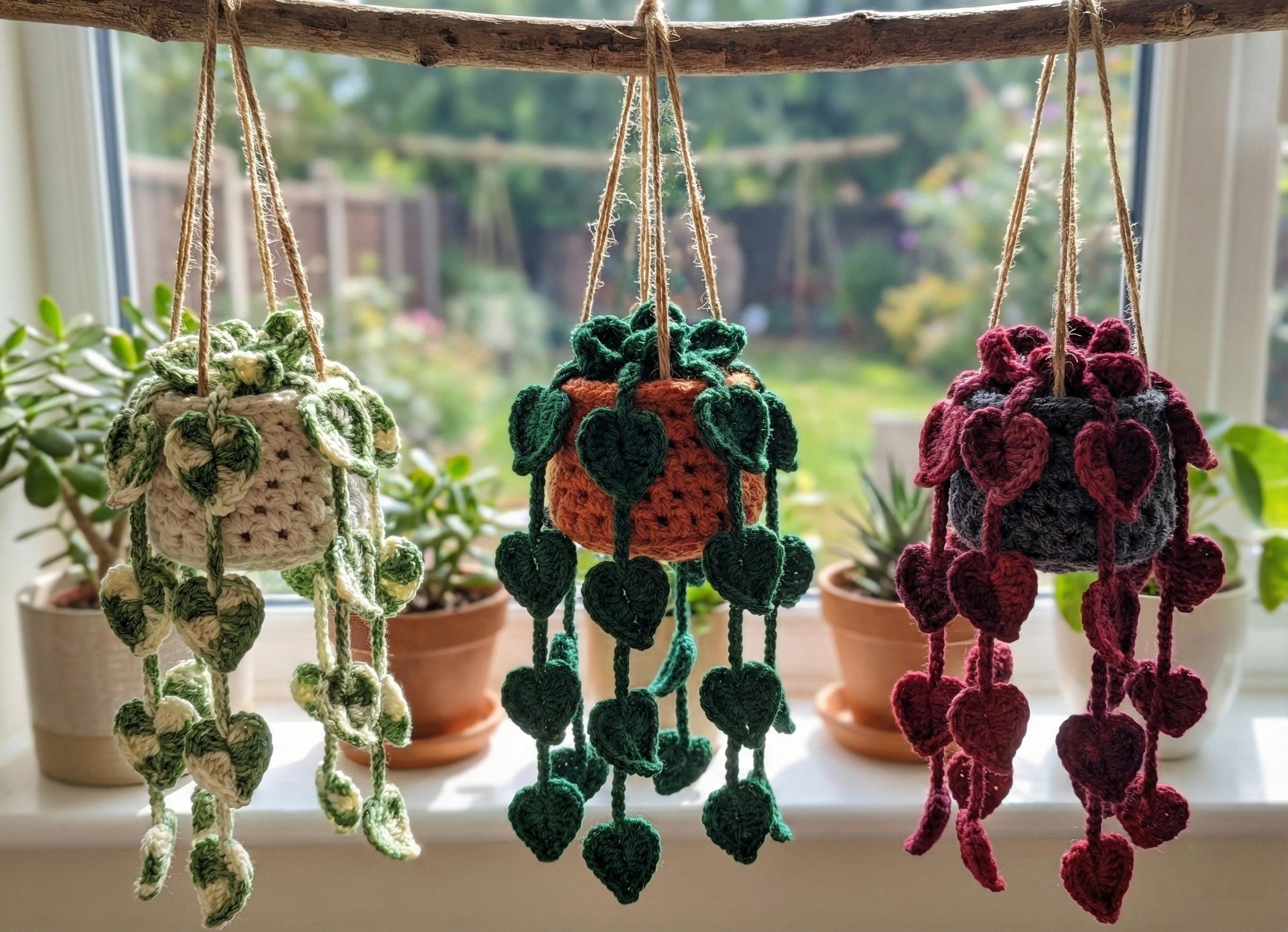 Crochet Car Plant Pattern: Hanging Pothos Basket
