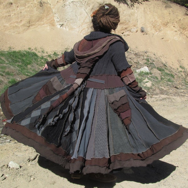 Steampunk Gipsy Upcycled Sweater Pixie Coat