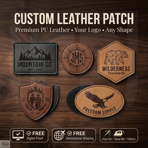 Gepersonaliseerde leren patches met logo | Lasergegraveerde PU-leren patch | Opstrijken, met klittenband of opnaaien | Merklabels voor hoeden, tassen en kleding