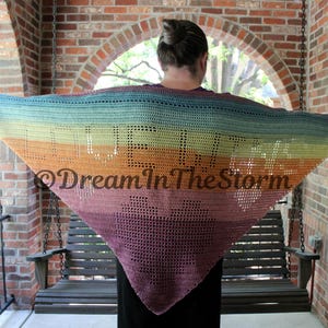 Love Wins Rainbow Shawl - Finished Product