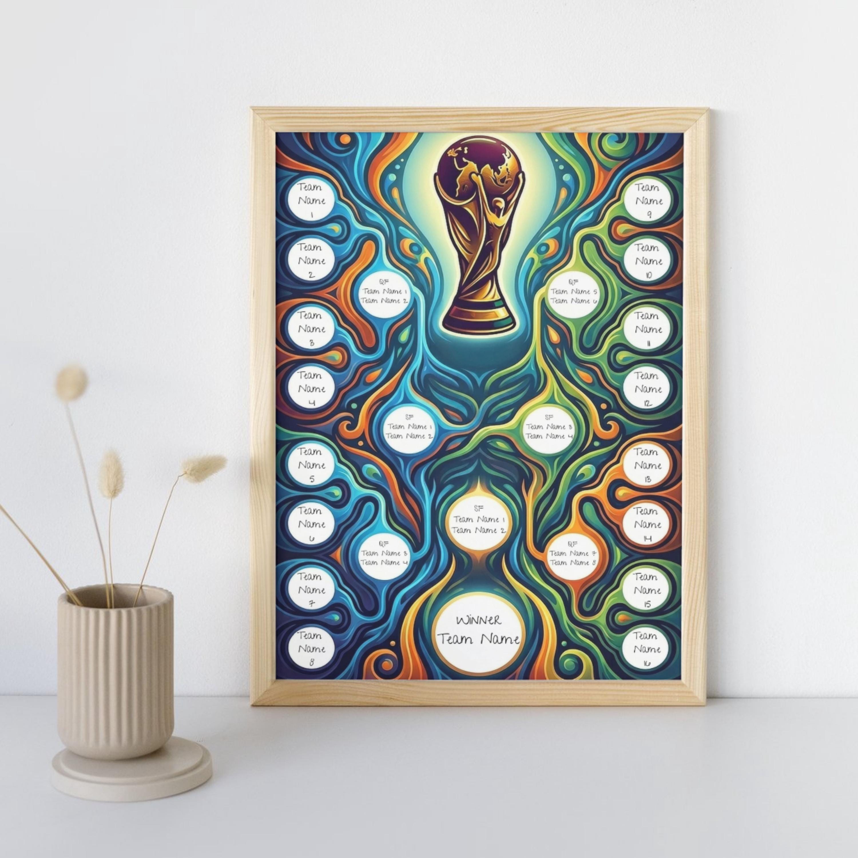 World Soccer Tournament Bracket Poster – Round of 16 Vertical Printable ...