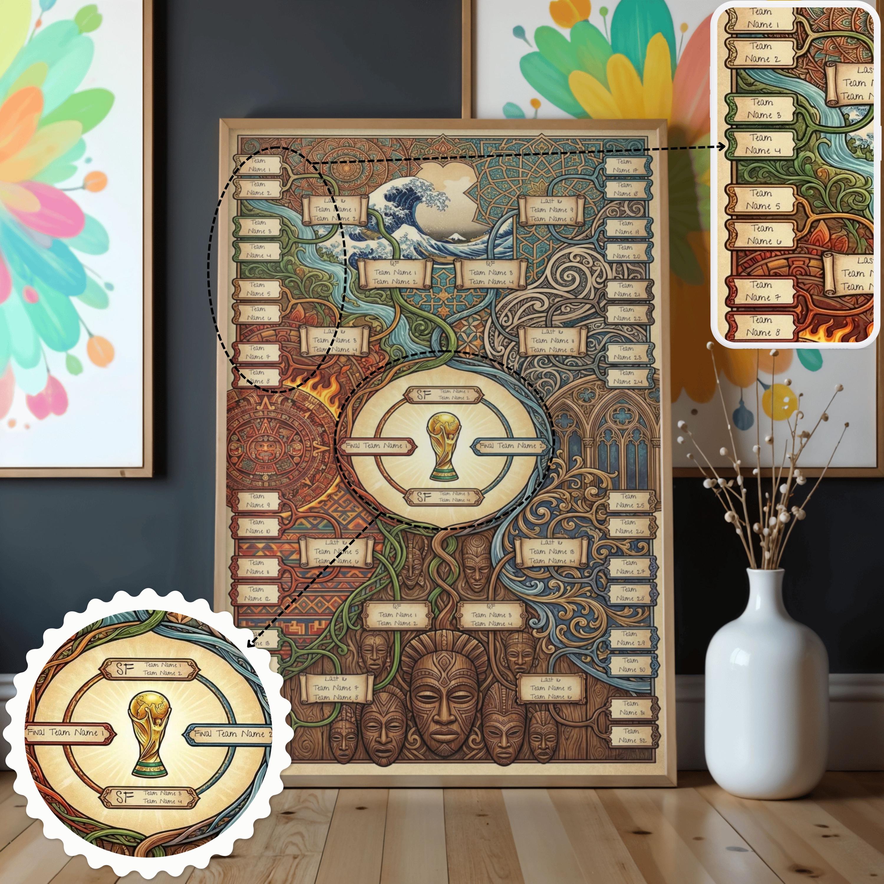 World Soccer Tournament Bracket Poster – Round of 32 Cultural Art ...